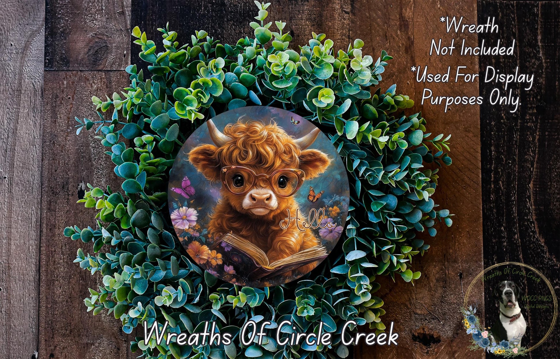 a wreath with a picture of a cow on it