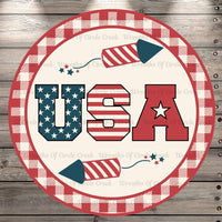 USA, Patriotic, Light Weight, Metal Wreath Sign, No Holes