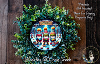 A wreath made of green leaves and featuring three gnomes in winter attire, with a sign that reads "FORCAST 100% OF HOOKS".