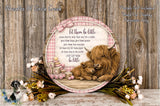 a decorative wreath with a mother and baby illustration, surrounded by flowers and a wooden background.