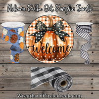 Welcome, Polka Dot Pumpkin Bundle, Sign, Mesh and Ribbon Bundle