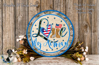 a clock with the words love my america on it