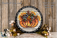 Grapevine Pumpkin with Bow Sign | Lightweight Metal Wreath Sign | Rustic Fall Decor | No Holes in Sign