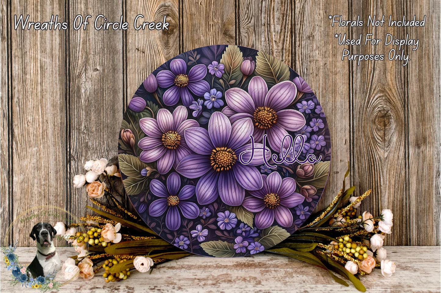 a picture of a plate with purple flowers on it