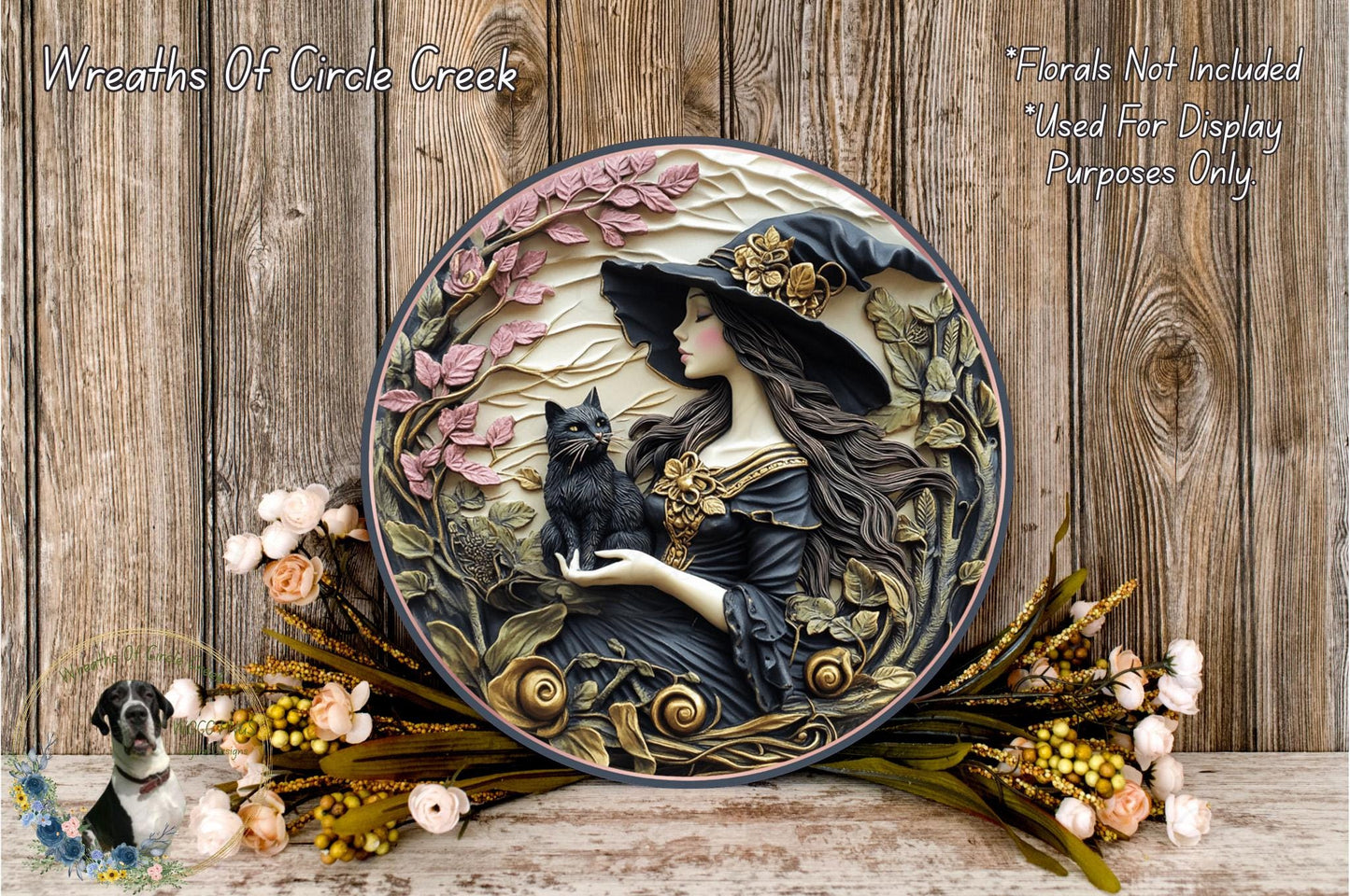 a picture of a woman with a cat on a plate