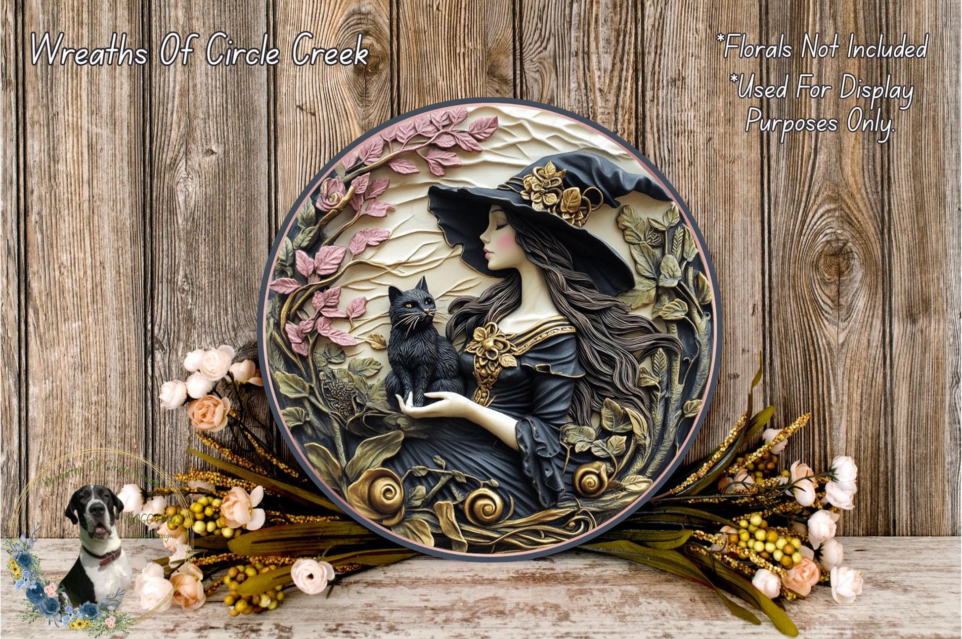 a picture of a woman with a cat on a plate