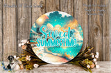 Sweet Summertime Beach Sign | Lightweight Round Metal Wreath Sign | No Holes in Sign | Coastal Summer Decor