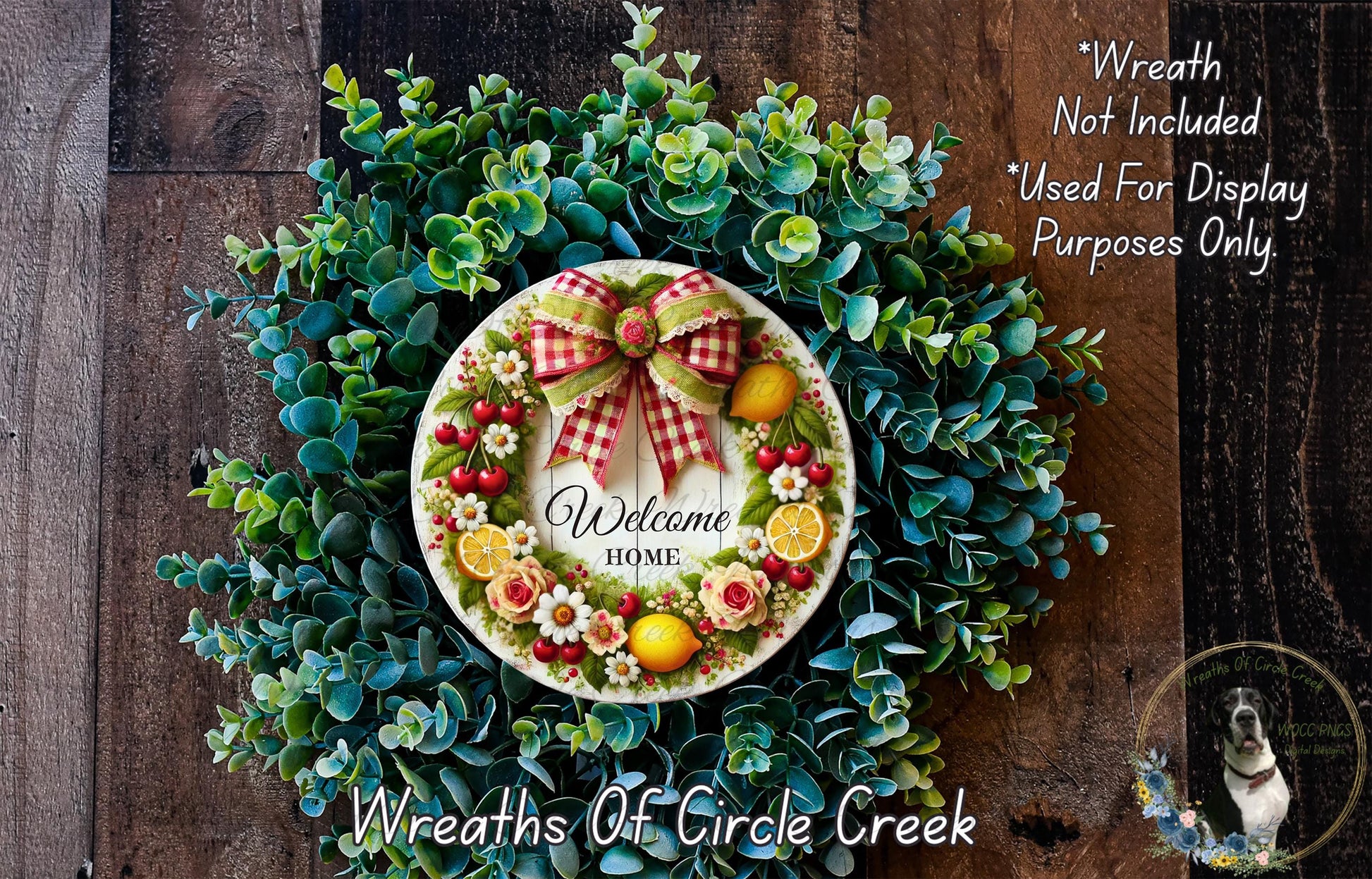 a wreath with a welcome sign on it