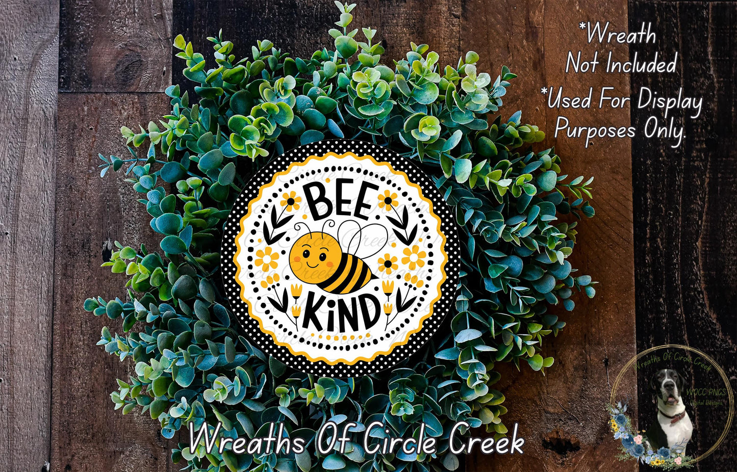 Bee Kind Sign | Lightweight Round Metal Wreath Sign | No Holes in Sign | Farmhouse Spring Decor