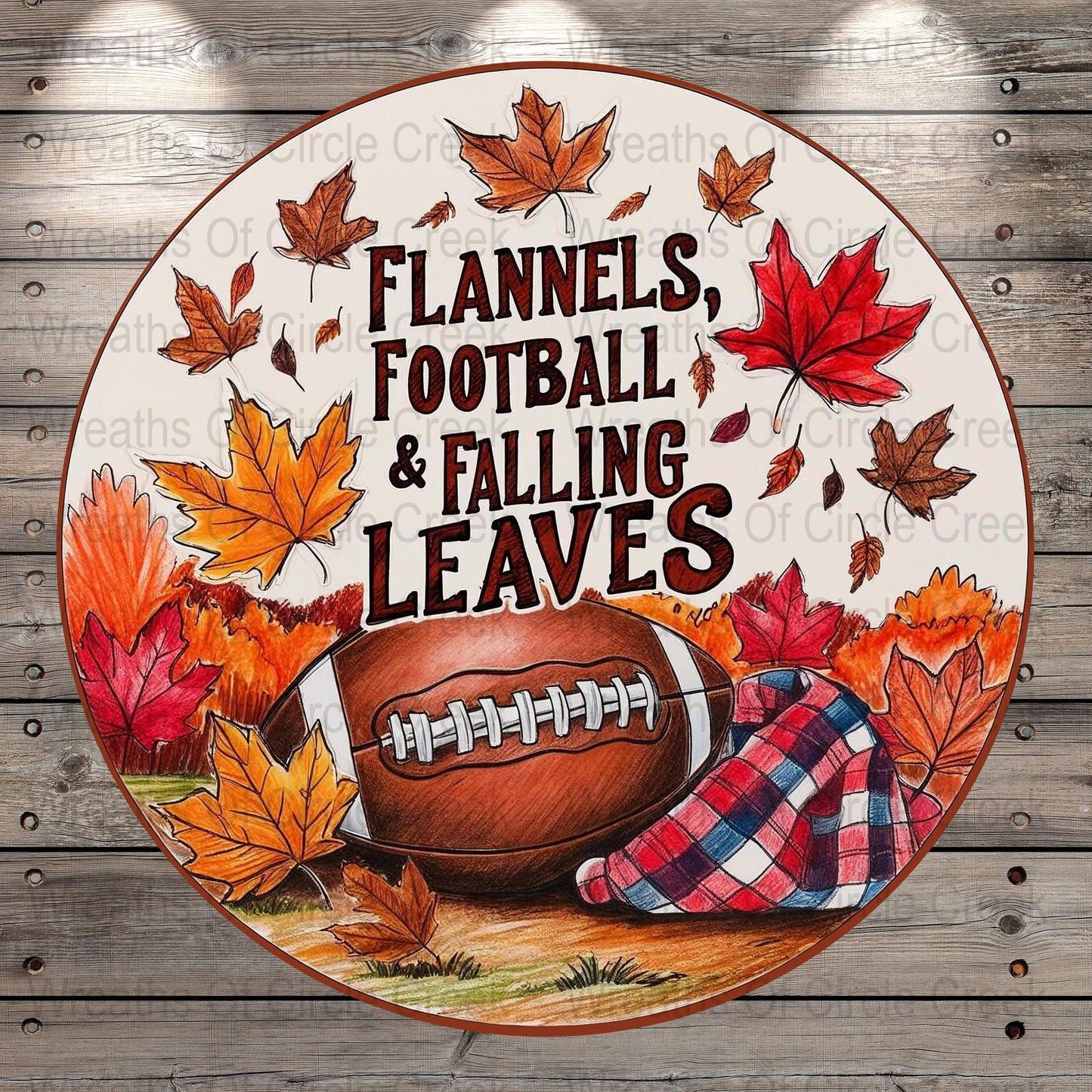 Autumn Football and Leaves Round Porcelain Plate, Fall Themed Decorative Dish, Seasonal Home Decor, Thanksgiving Tableware