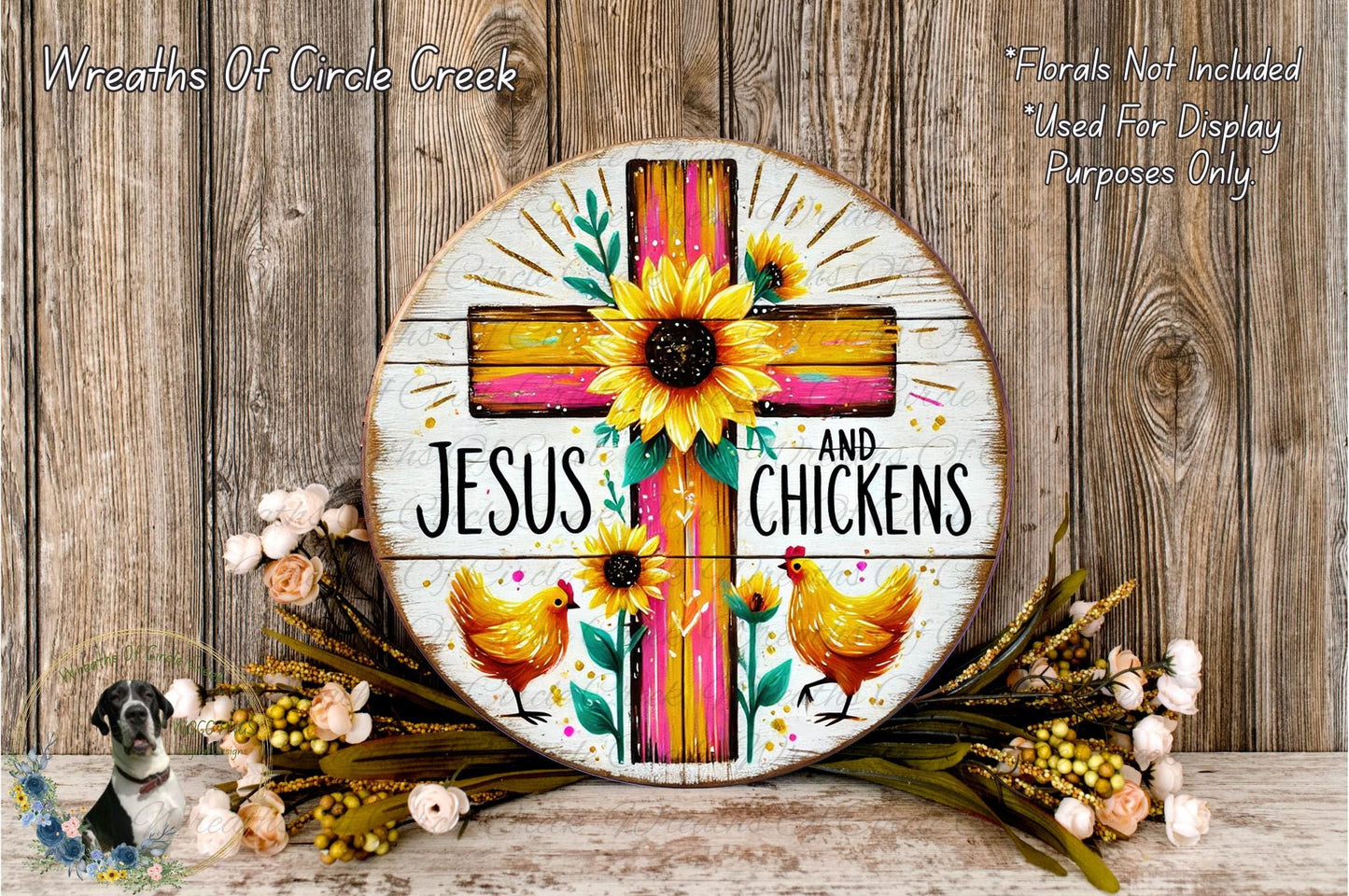 a picture of a cross with flowers on it