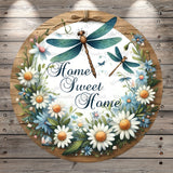 Dragonflies, Home Sweet Home, Faux Wood, Florals, Lightweight, Wreath Sign, No Holes In Sign