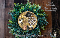 Happy New Year Clock Sign | Lightweight Round Metal Wreath Sign | No Holes in Sign | Festive Party Decor