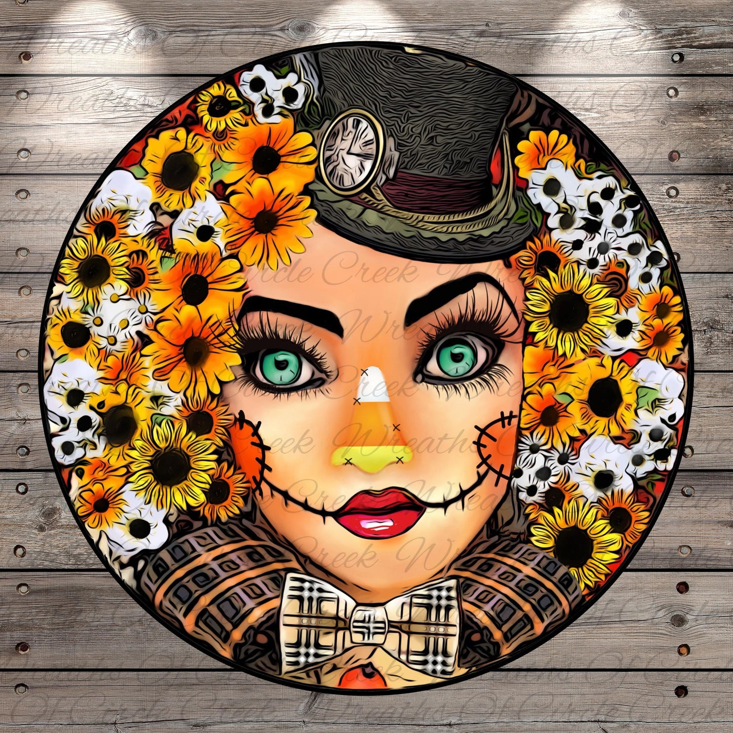 a painting of a woman with sunflowers in her hair