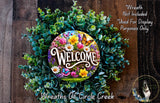 Welcome Butterfly Garden Aluminum Metal Wreath Sign (Lightweight, No Holes)