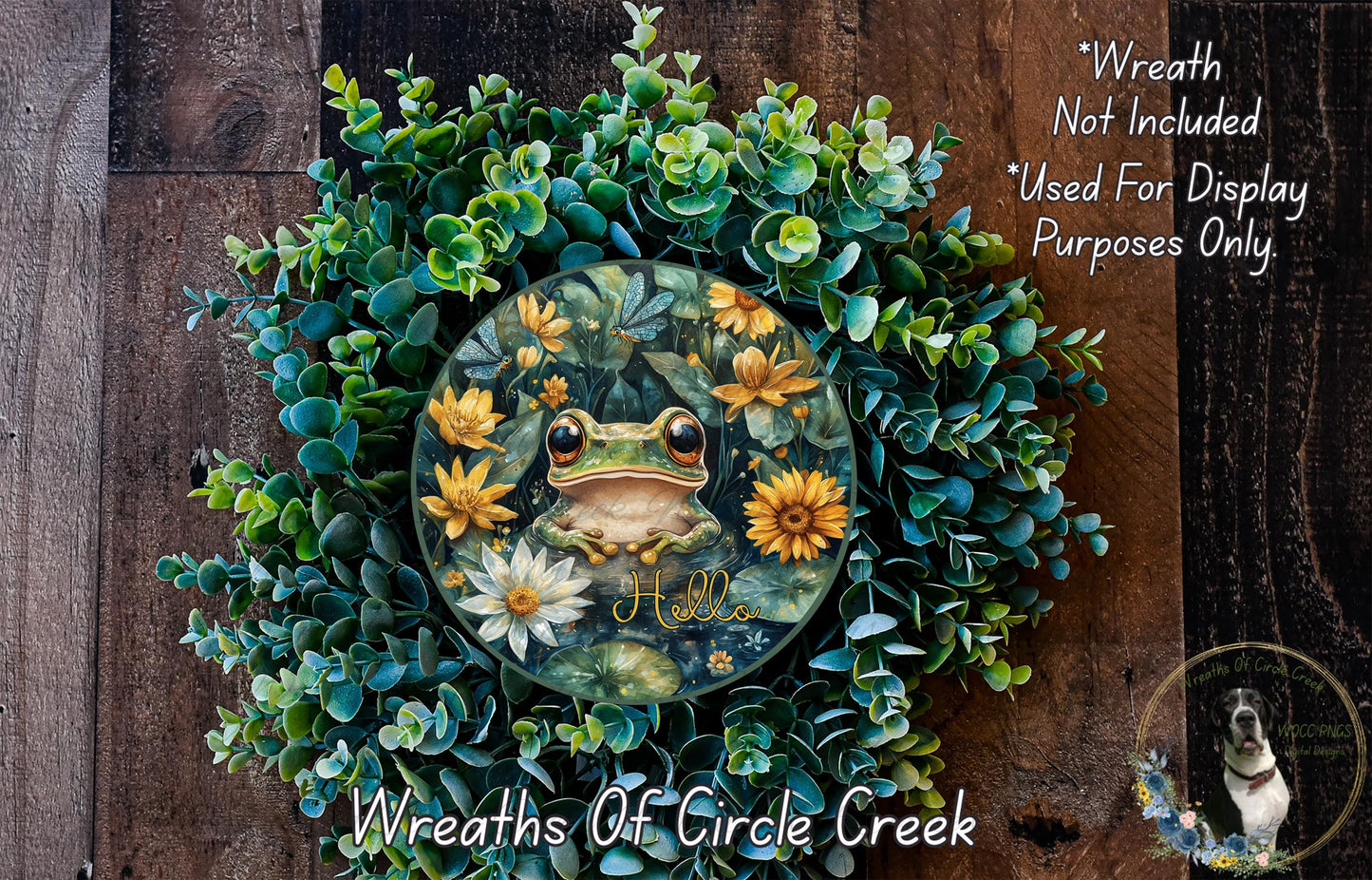 a wreath with a frog painted on it