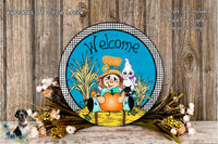 a picture of a welcome sign on a table