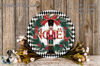 A decorative wreath with the word "Nühl" prominently displayed in the center, surrounded by a nutcracker figure and holiday-themed elements such as pine branches and flowers.