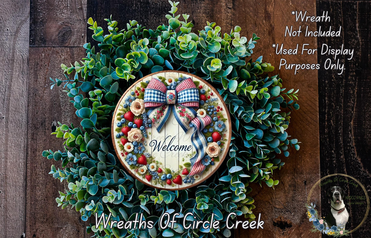 a wreath with a welcome sign on it