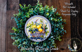 Welcome Lemon Blueberry Basket Sign | Lightweight Round Metal Wreath Sign | No Holes in Sign | Farmhouse Porch Decor