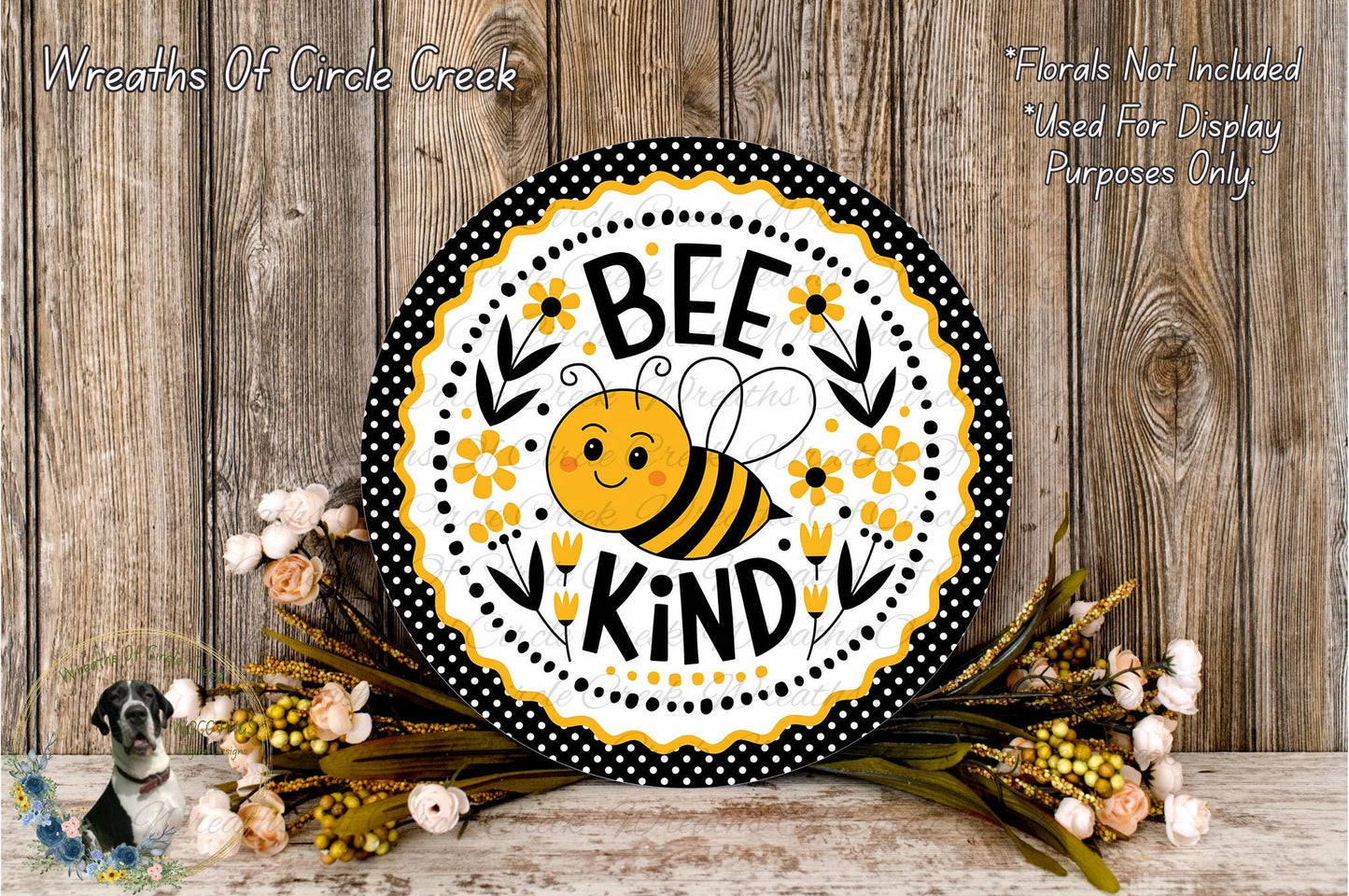 Bee Kind Sign | Lightweight Round Metal Wreath Sign | No Holes in Sign | Farmhouse Spring Decor