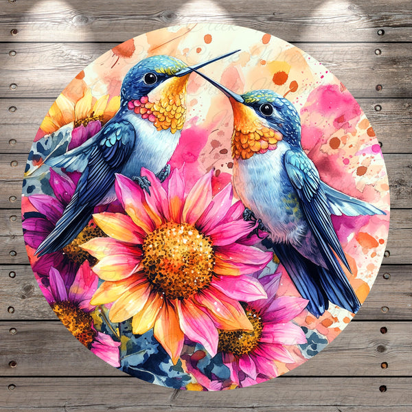 a painting of two birds sitting on top of a flower