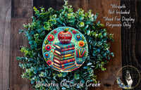 a picture of a wreath made out of books