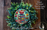 a picture of a wreath made out of books