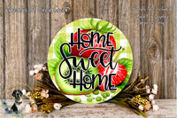 Home Sweet Home Strawberry Kiwi Sign | Lightweight Round Metal Wreath Sign | No Holes in Sign | Farmhouse Summer Decor