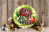 Home Sweet Home Strawberry Kiwi Sign | Lightweight Round Metal Wreath Sign | No Holes in Sign | Farmhouse Summer Decor