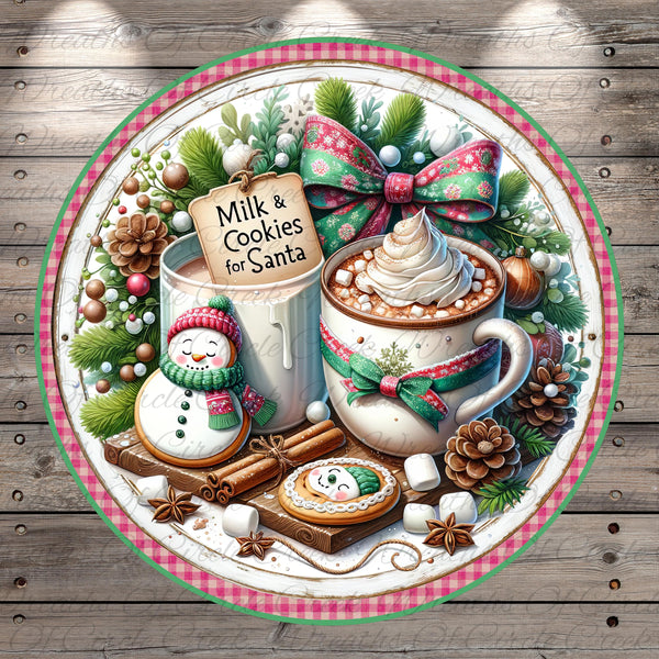 A festive Christmas-themed arrangement featuring a snowman, a mug of hot chocolate, cookies, and other holiday decorations on a wooden background.