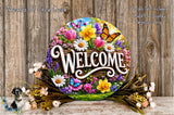 Welcome Butterfly Garden Aluminum Metal Wreath Sign (Lightweight, No Holes)