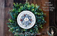 Star of David Hanukkah Sign | Lightweight Round Metal Wreath Sign | No Holes in Sign | Winter Holiday Decor