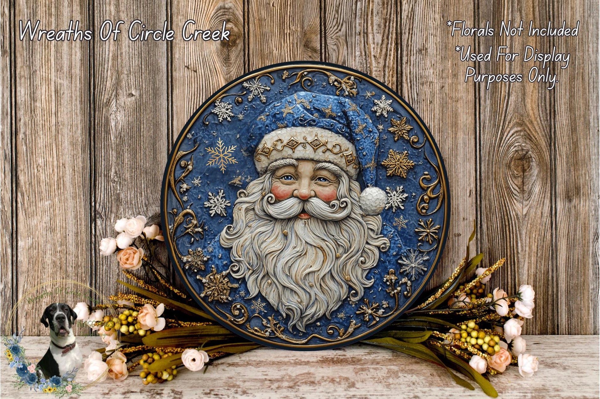 a picture of a santa clause on a plaque