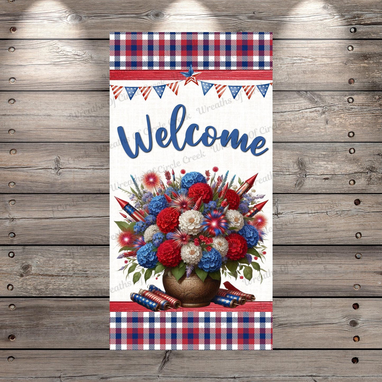 a welcome sign hanging on a wooden wall