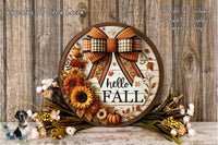 a wooden sign with a bow and sunflowers on it