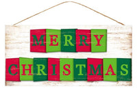 Merry Christmas Blocks, MDF Sign, White, Red, Green, 12.5"Lx6"H, AP8325