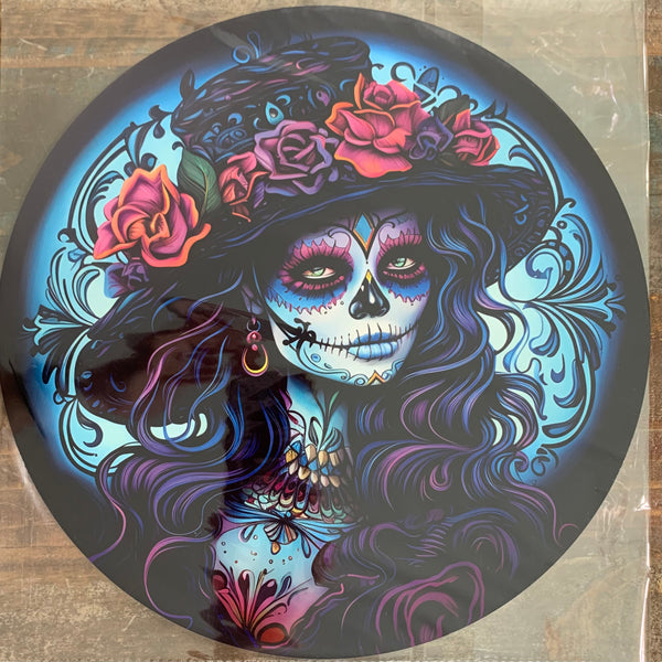 BLEMISHED Sign, Dia De Los Muertos, Day of The Dead, Sugar Skull, 11.75" UV Metal Round Sign, No Holes