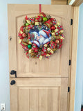 Santa and Mrs Claus, Kissing, Mistletoe, Deco Mesh Wreath, Ornaments, Christmas Wreath