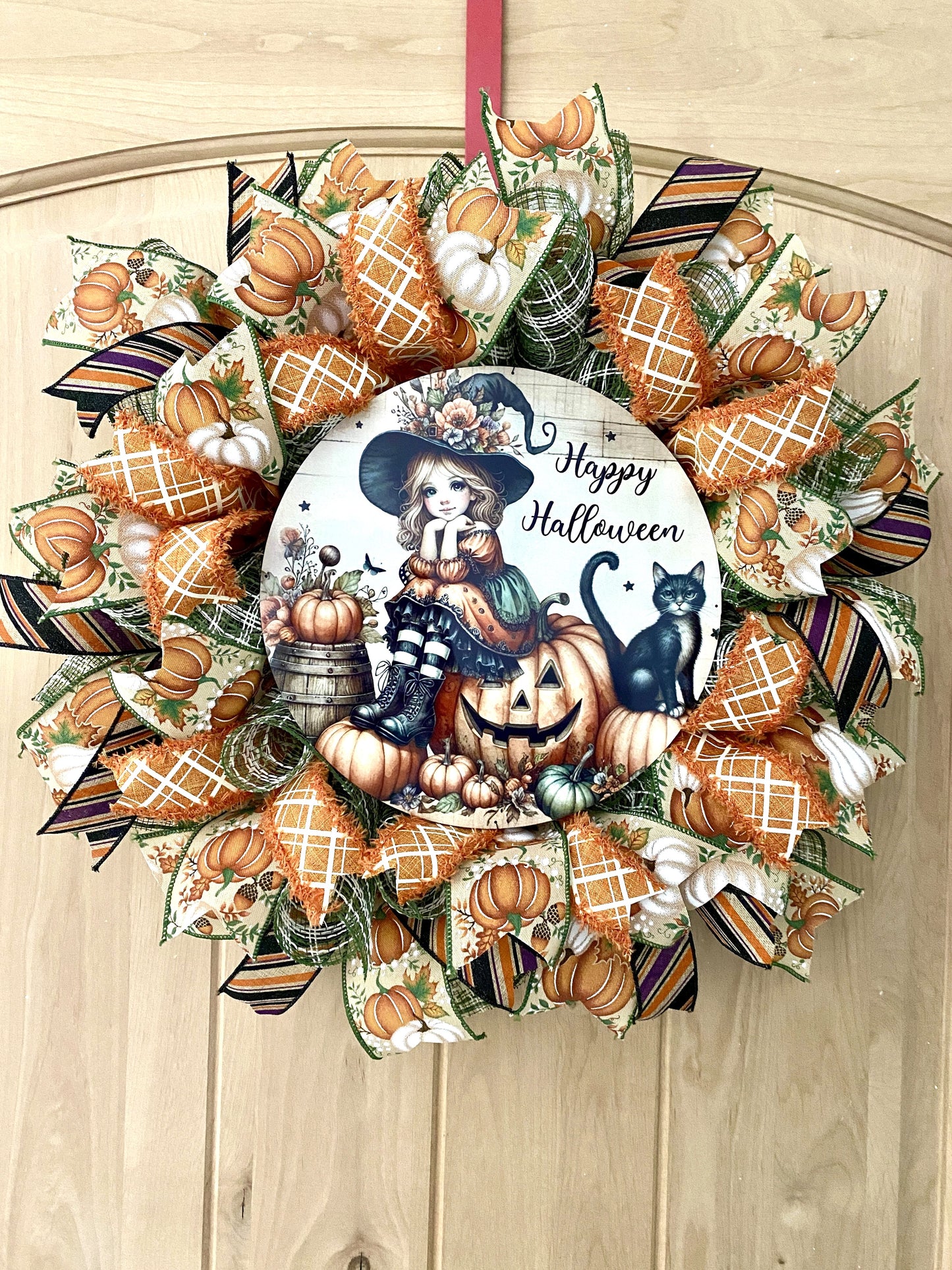 Witch Wreath, Happy Halloween, Vintage, Classic, Style, Deco Mesh Wreath