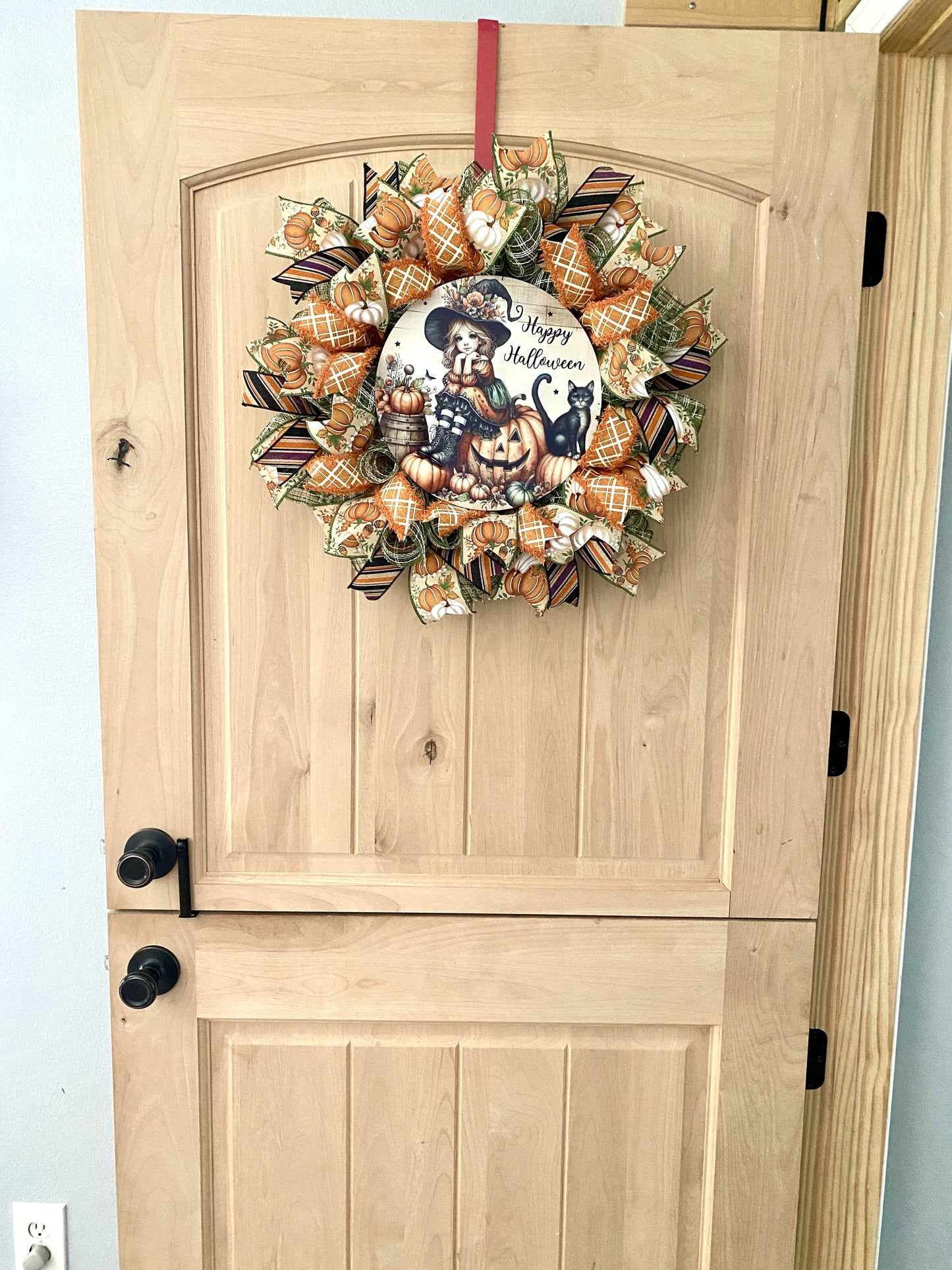 Witch Wreath, Happy Halloween, Vintage, Classic, Style, Deco Mesh Wreath