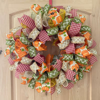 Fall, Deco Mesh Wreath, Vibrant, Large, Fall Ribbons, Pumpkins, Front Door Wreath