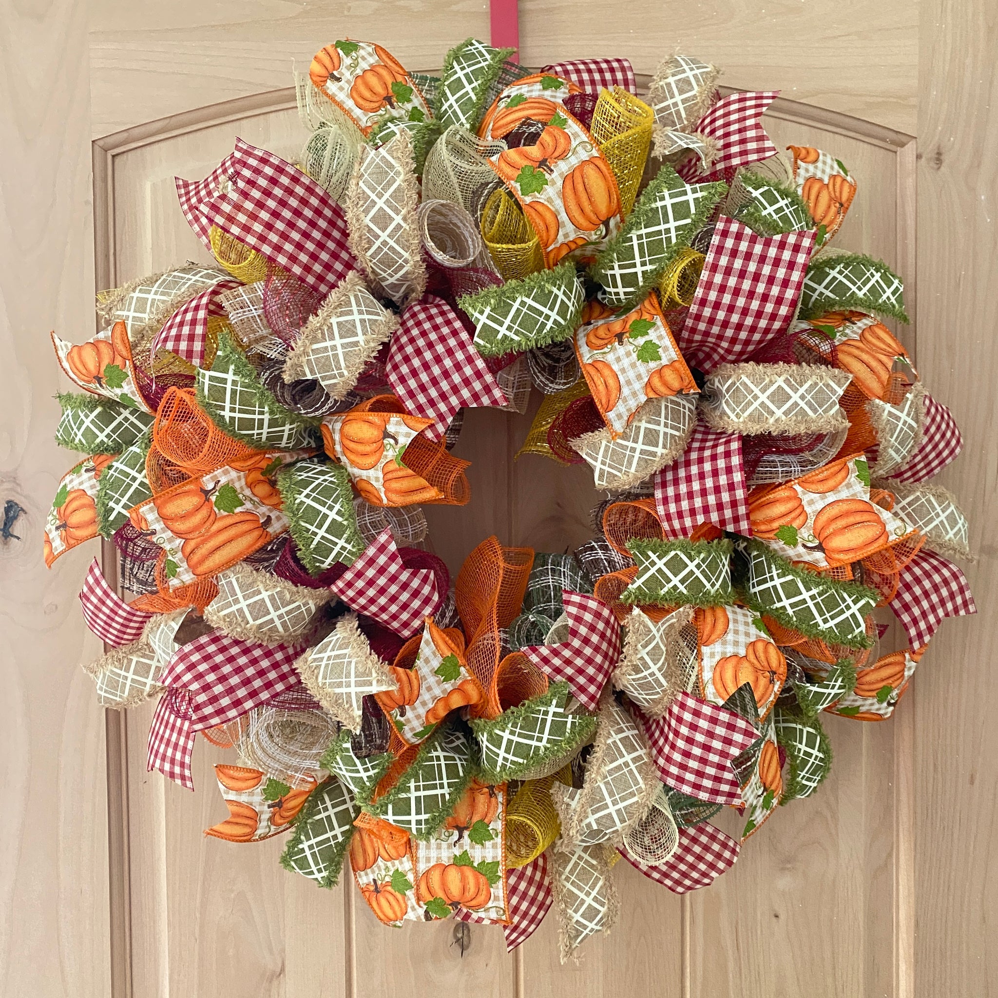 Fall, Deco Mesh Wreath, Vibrant, Large, Fall Ribbons, Pumpkins