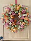 Fall, Deco Mesh Wreath, Vibrant, Large, Fall Ribbons, Pumpkins, Front Door Wreath