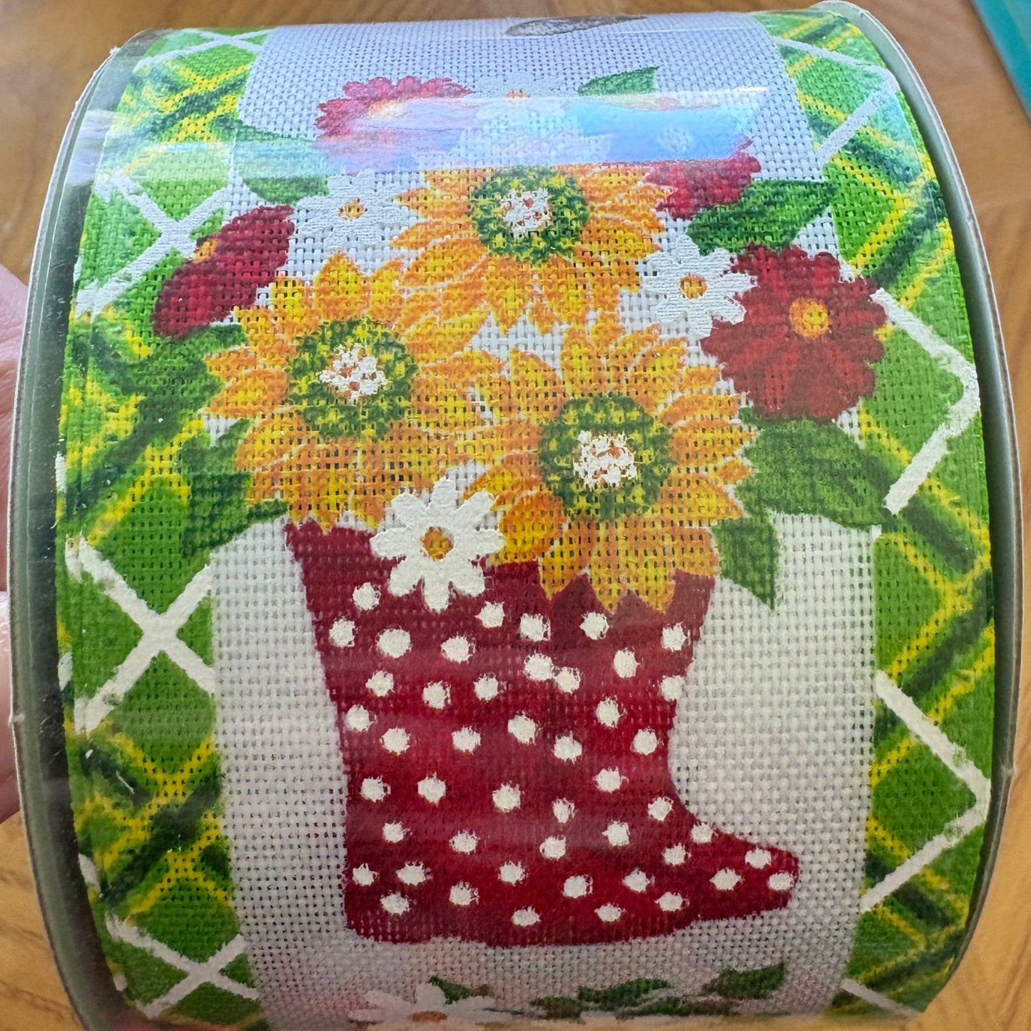 Rain Boots Florals, Watering Can, Polka Dots, Wired Ribbon, 2.5" x 10 Yards, 45212-40-12