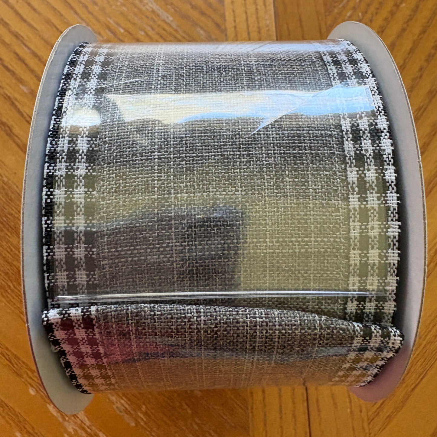 Royal Burlap Gingham Edge, Grey, Black, White, Wired Ribbon, 2.5" x 10 Yards, RGA1099LE