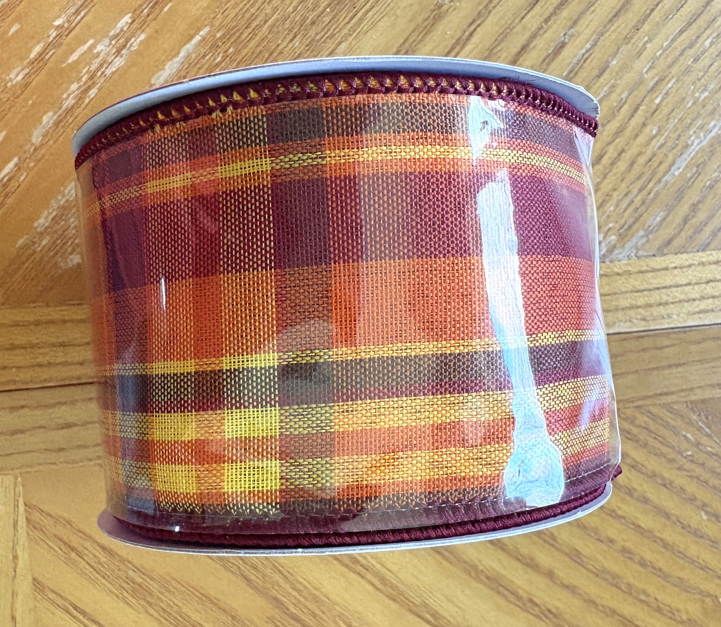Fall Plaid, Burgundy, Orange, Yellow, Woven, Wired Ribbon, 2.5" X 10 YD, RGC1395