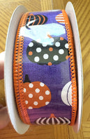 Purple, Patterned Pumpkins, Halloween, Wired Ribbon, 1.5" X 10 YD, RGC170423