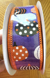 Purple, Patterned Pumpkins, Halloween, Wired Ribbon, 1.5" X 10 YD, RGC170423