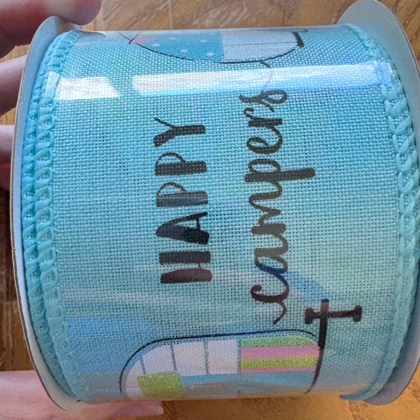 Happy Campers On Royal, Wired Ribbon, 2.5" X 10 Yards, RGA1347JC
